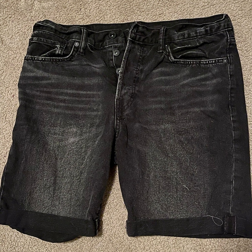 &Denim, Cut off straight leg jean shorts, 32waist